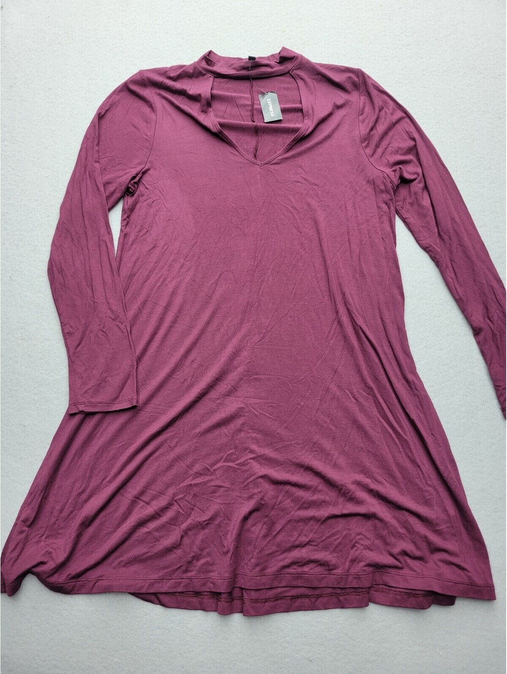 Express Women's Dress Large Red Trapeze Mini Long Sleeve Solid T Shirt Casual